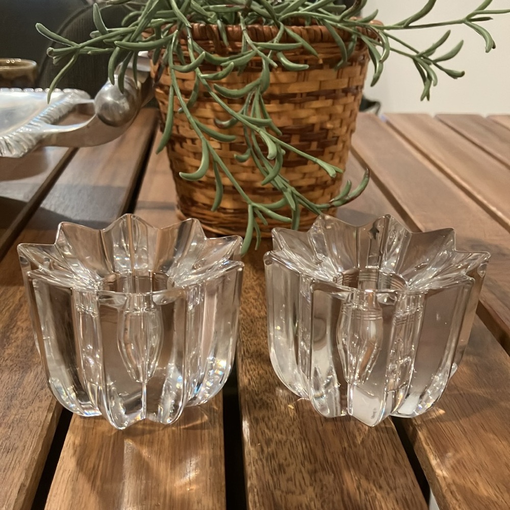 Mikasa "COMET" Lead Crystal Taper Candle Holder Set Of 2